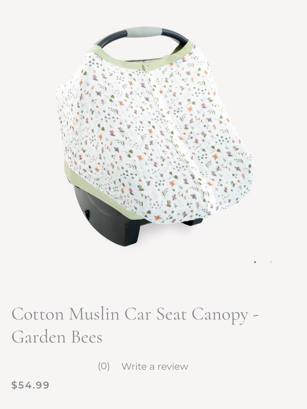 Cotton Muslin Car Seat Canopy in Garden Bees - Kids Accessories